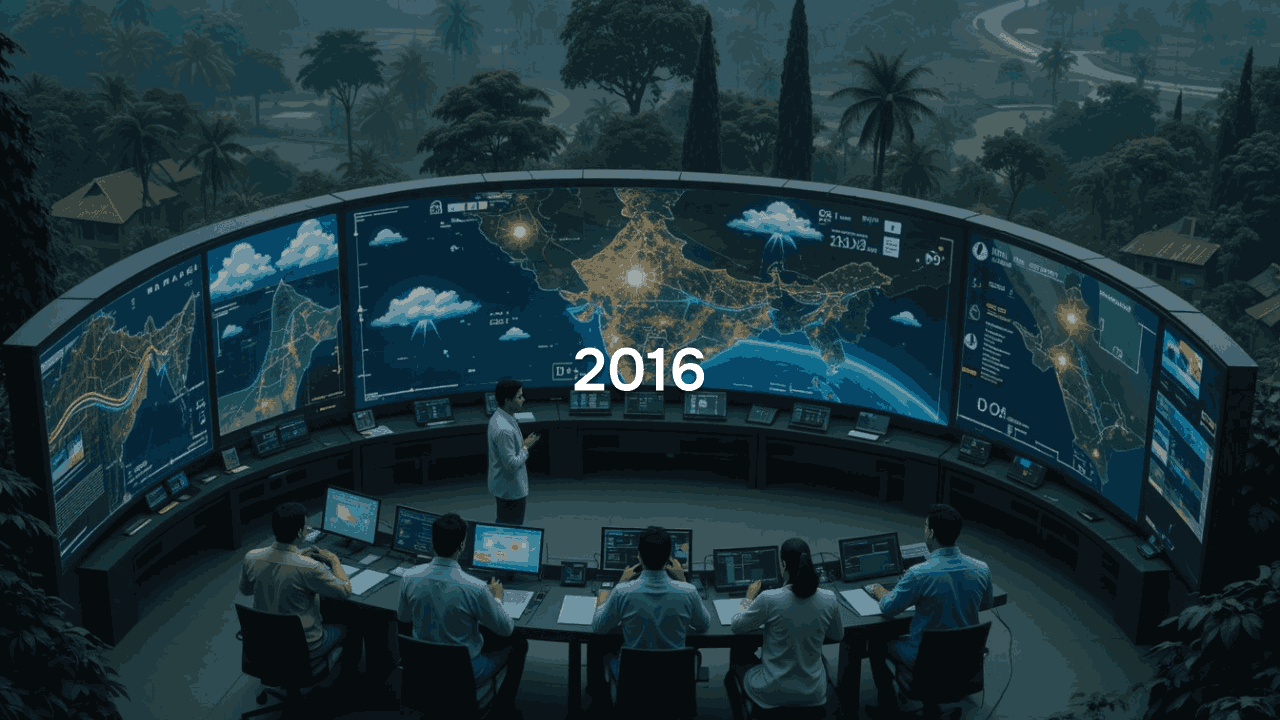 Wind Speed 2016 V Component at 10m India